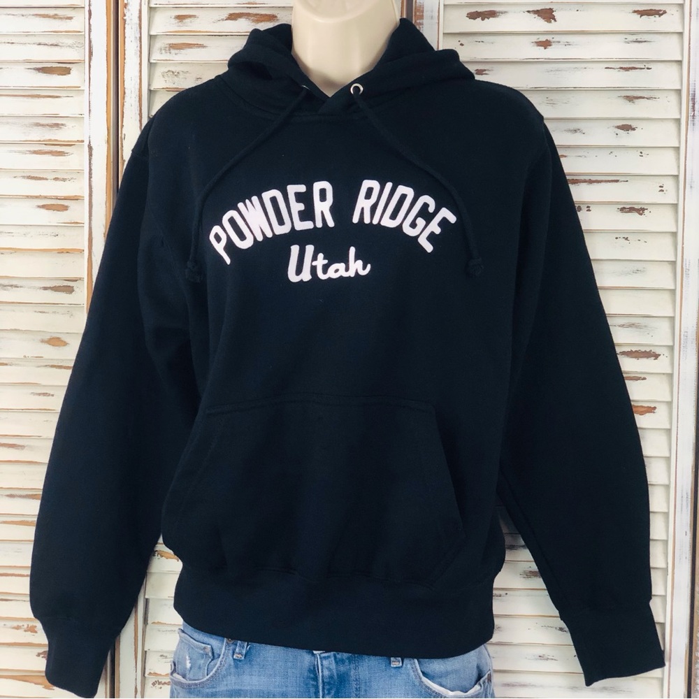 MV Sport classic fleece black hooded sweatshirt Powder Ridge Utah